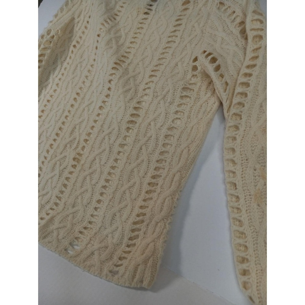 VINTAGE 90s Armani Exchange Merino & Angora Cable Sweater Ivory Size S - Picture 6 of 11